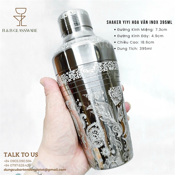Shaker Yiyi Hoa Văn Inox 395ml 5