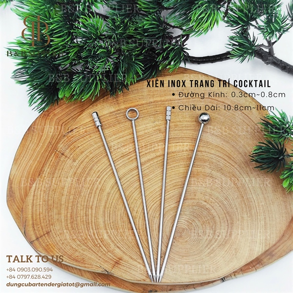 Xiên Inox Trang Trí Cocktail - Trụ Vuông 3