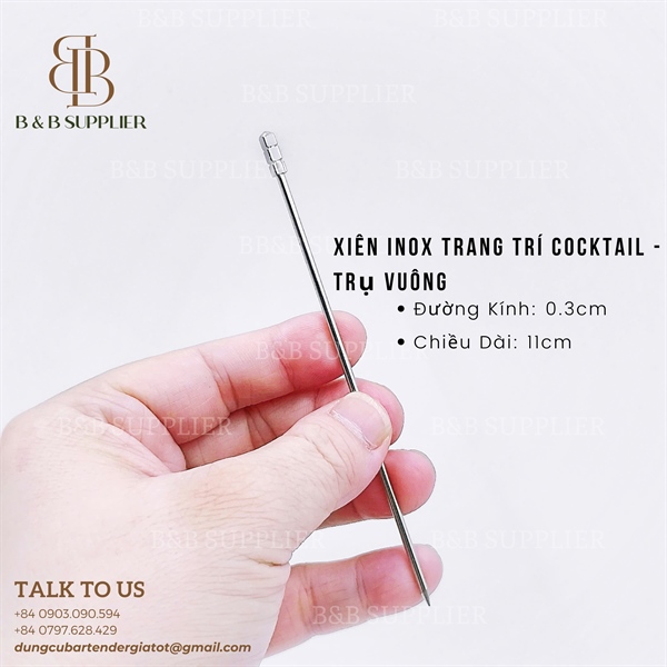 Xiên Inox Trang Trí Cocktail - Trụ Vuông 2