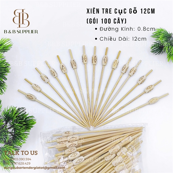 Xiên Tre Cục Gỗ 12cm (Gói 100 Cây) 2