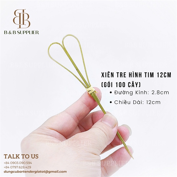 Xiên Tre Hình Tim 12cm (Gói 100 Cây) 4