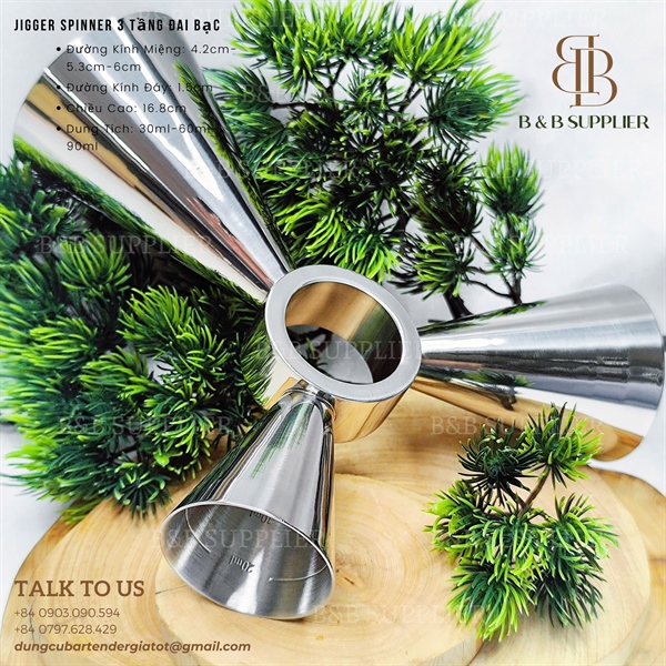 Jigger Spinner 3 Tầng Đai Bạc - ảnh 2