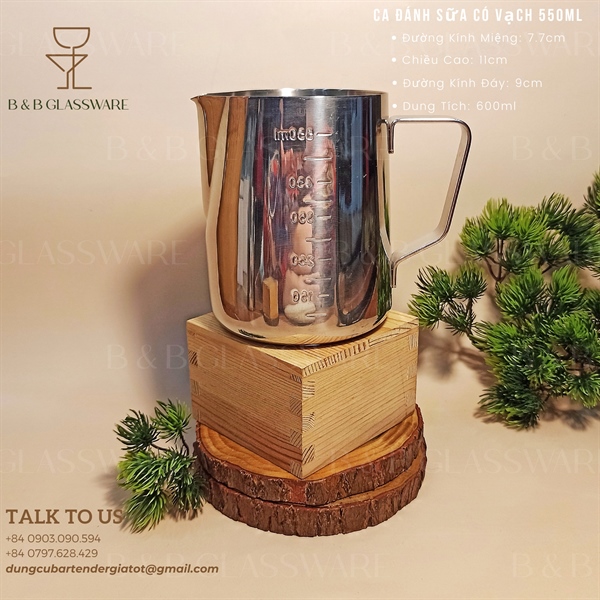 Ca Đánh Sữa Inox Có Vạch 600ml