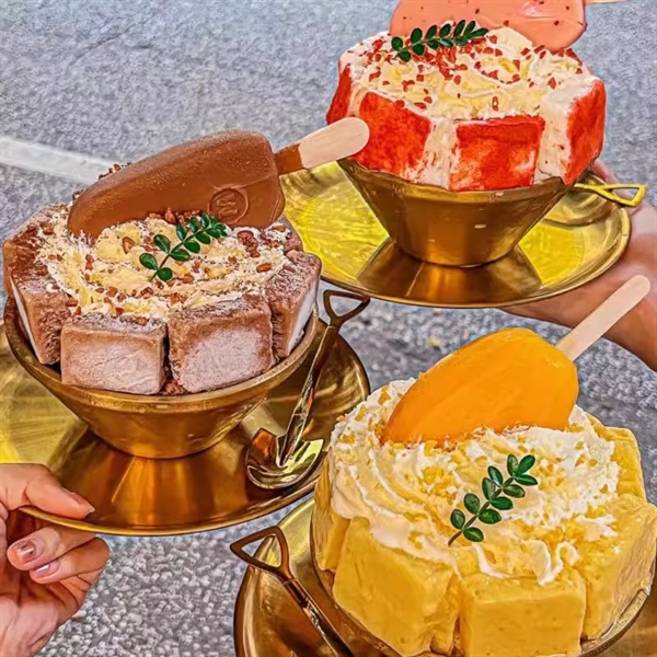 Tô Hai Lớp Bingsu Tráng Miệng Đồ Ngọt Phong Cách Hàn Quốc - Tô Mini V 12cm / Inox Nhám