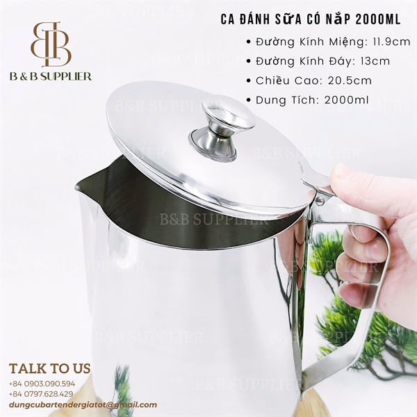 Ca Đánh Sữa Có Nắp 2000ml 2