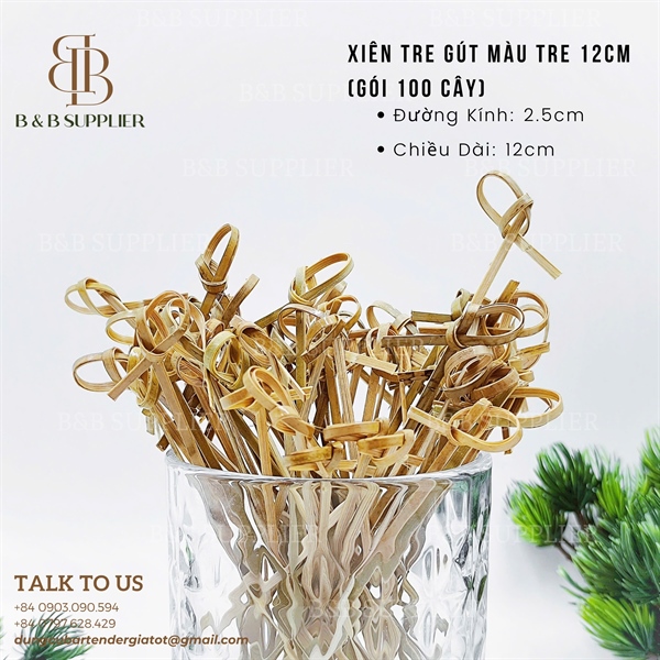 Xiên Tre Gút Màu Tre 12cm (Gói 100 Cây) 3