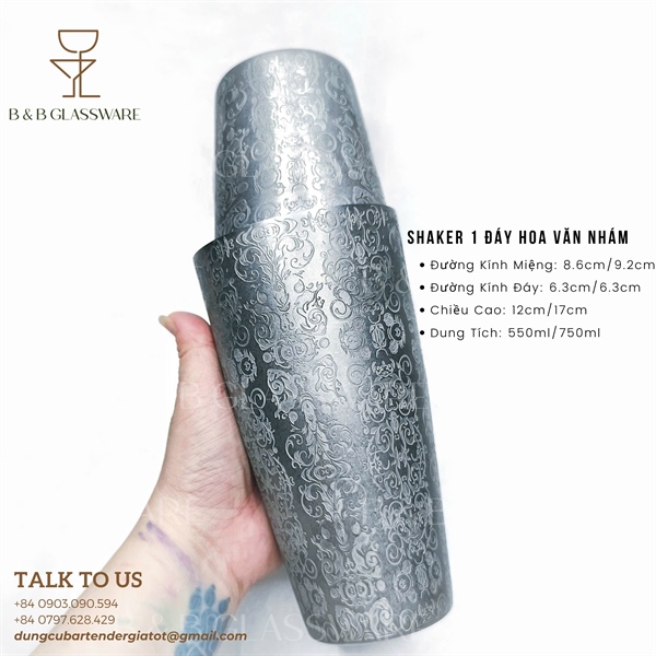 Bộ Boston Shaker 1 Đáy Hoa Văn Nhám 4