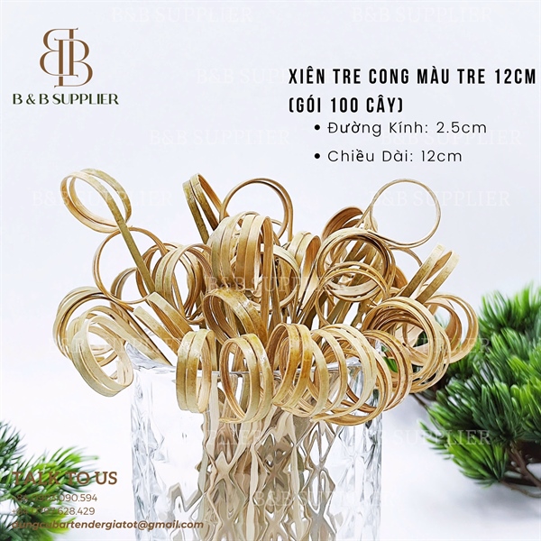Xiên Tre Cong Màu Tre 12cm (Gói 100 Cây) 3