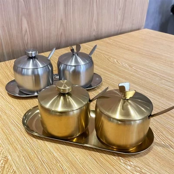 Hũ Đựng Gia Vị Inox – Vàng Nhám (Không Bao Gồm Dĩa Lót) - Inox Nhám