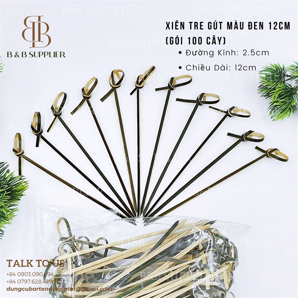 Xiên Tre Gút Màu Đen 12cm (Gói 100 Cây) 2