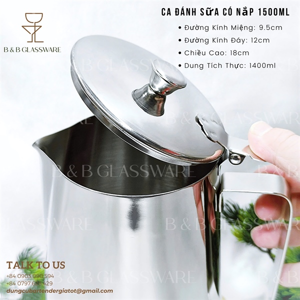 Ca Đánh Sữa Có Nắp 1500ml - ảnh 2