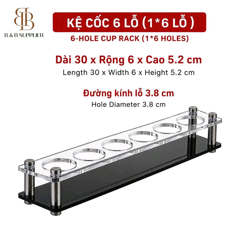 Kệ Shot 6 Ly Mica Trong 1X6