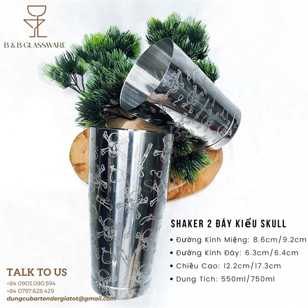Bộ Boston Shaker 2 Đáy Kiểu Skull - ảnh 2