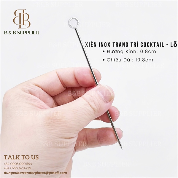 Xiên Inox Trang Trí Cocktail - Lỗ 2