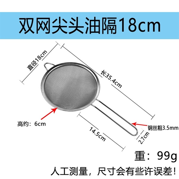 Ray Lọc Inox Đáy Tròn Tai Nhọn - 18cm