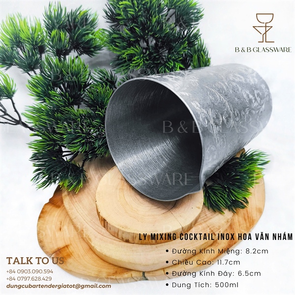 Ly MixIng Cocktail Inox Hoa Văn Nhám - ảnh 2