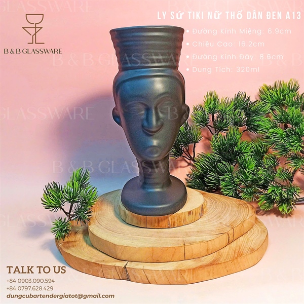 Ly Sứ Tiki Nữ Thổ Dân - Đen A13