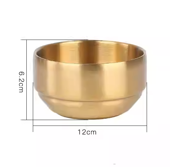 Chén Cơm Chén Panchan Phong Cách Hàn Quốc - Chén 12 cm / Vàng Nhám Hai Lớp