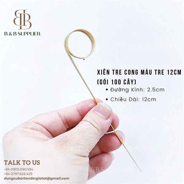 Xiên Tre Cong Màu Tre 12cm (Gói 100 Cây) 4