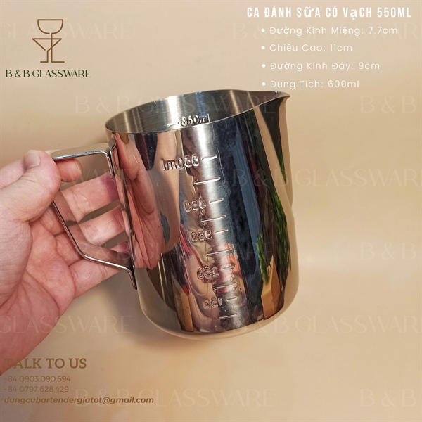 Ca Đánh Sữa Inox Có Vạch 600ml - ảnh 2