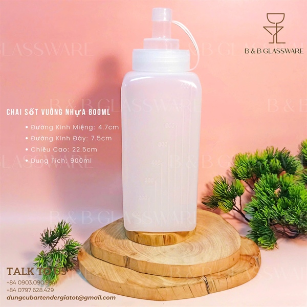 Chai Sốt Vuông Nhựa 360ml - 800ml