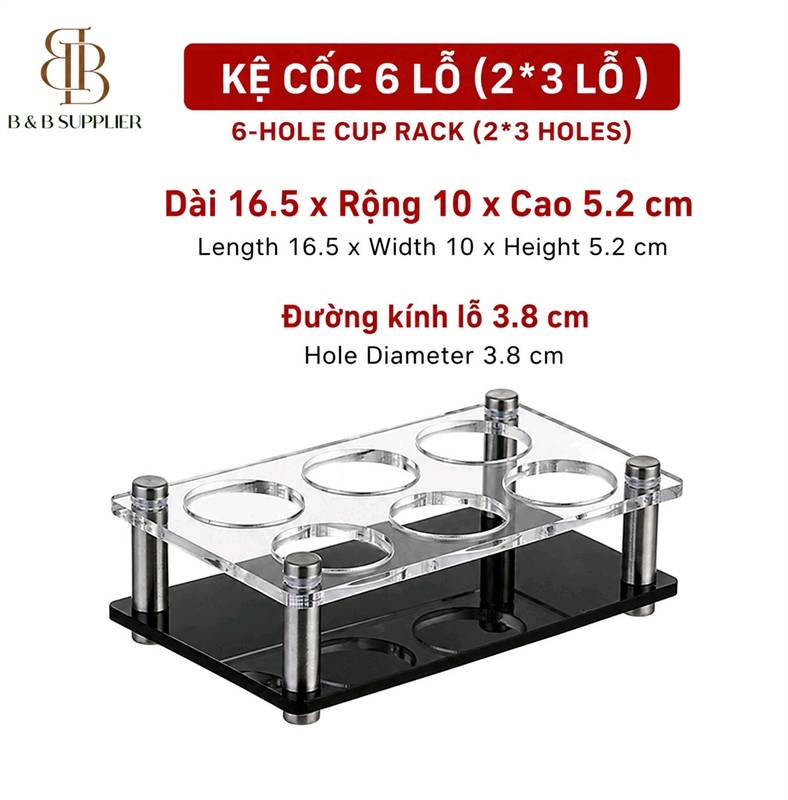 Kệ Ly Shot Mica 6 Ly 2X3 Dk Lỗ Ly 38mm