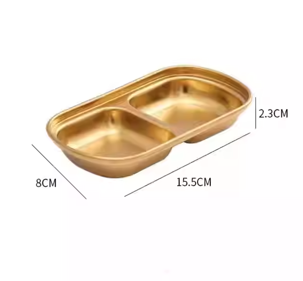 Chén Cơm Chén Panchan Phong Cách Hàn Quốc - Chén Chấm 2 Ngăn / Vàng Nhám