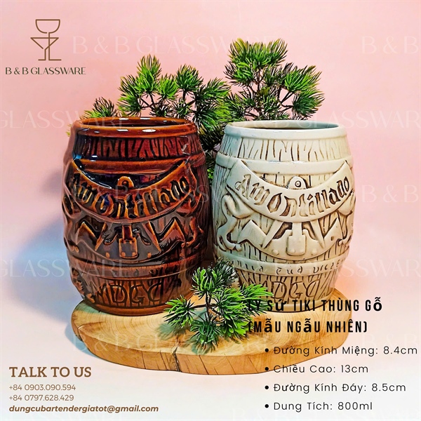 Ly Sứ Tiki Thùng Gỗ (Mẫu Ngẫu Nhiên)