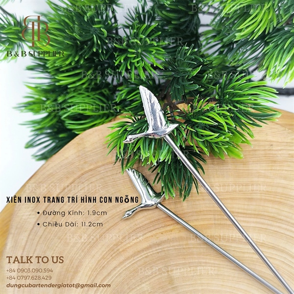Xiên Inox Trang Trí Hình Con Ngỗng