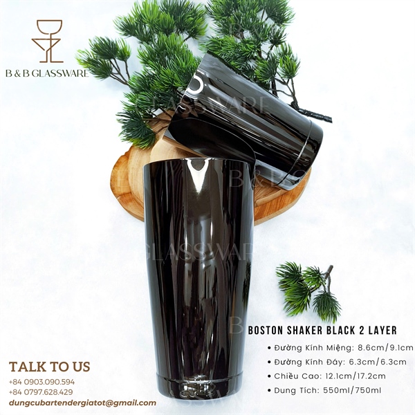 Bộ Boston Shaker Black 2 Layer - ảnh 2