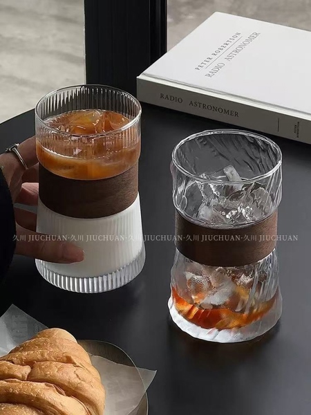 Ly Highball Kèm Vòng Gỗ JS5221 Mẫu B Sọc Chéo 2