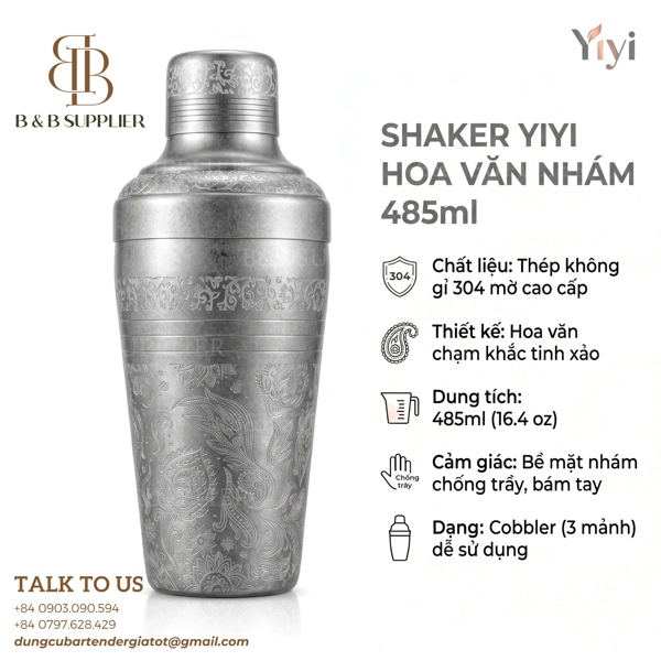 Shaker Yiyi Hoa Văn Nhám 485ml