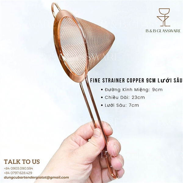 Fine Strainer Copper 9cm Lưới Sâu 3