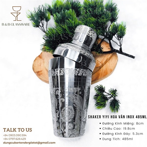 Shaker Yiyi Hoa Văn Inox 485ml - ảnh 2