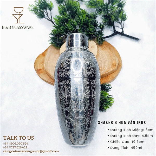 Shaker B Hoa Văn Inox