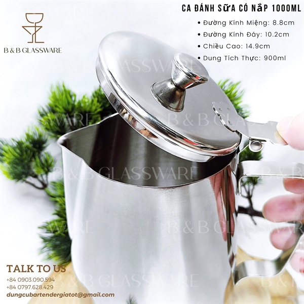 Ca Đánh Sữa Có Nắp 1000ml - ảnh 2