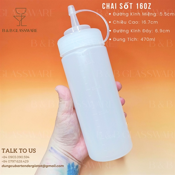 Chai Đựng Sốt Nhựa 16oz (470ml) 2