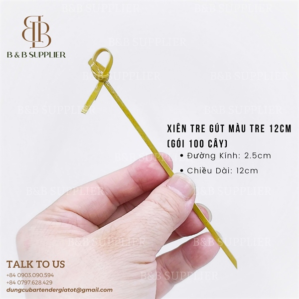 Xiên Tre Gút Màu Tre 12cm (Gói 100 Cây) 4