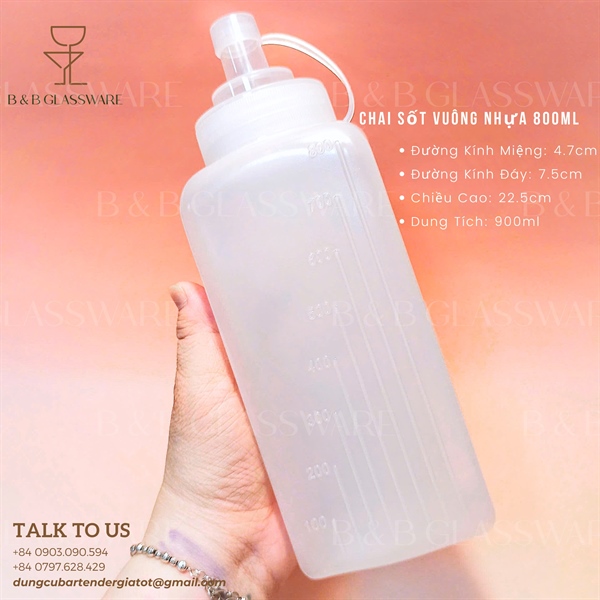 Chai Sốt Vuông Nhựa 800ml 2