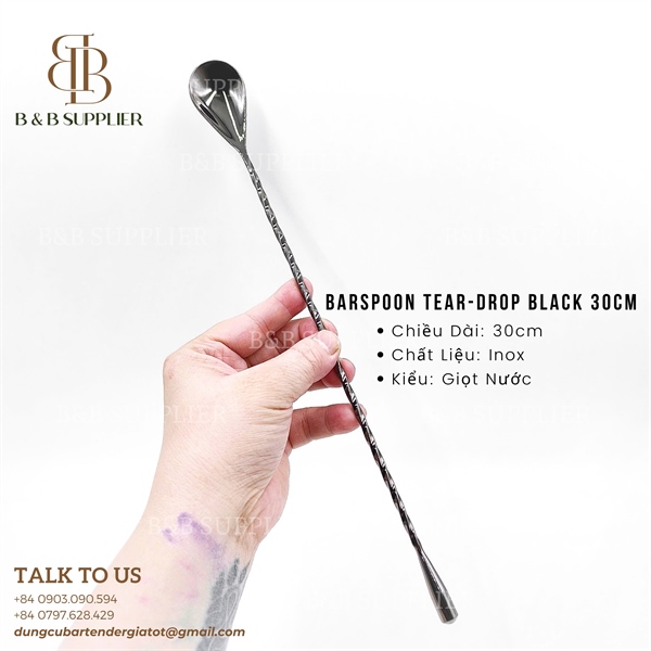Barspoon Tear-Drop Black 30cm 3
