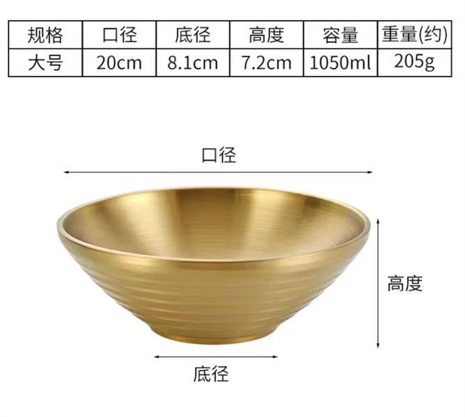 Dung Cụ Ăn Phong Cách Nhà Hàng Hàn Quốc - Tô Kiểu V Size 20cm / Màu Vàng Nhám
