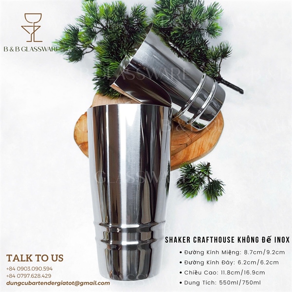 Bộ Shaker Crafthouse Không Đế Inox - ảnh 2