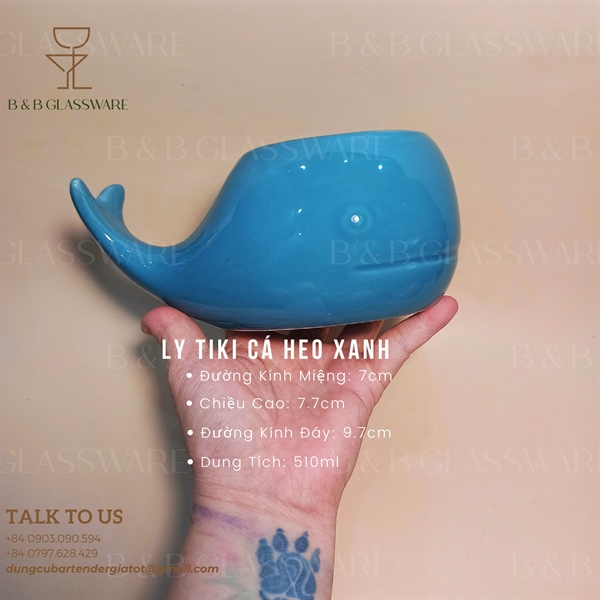 Ly Sứ Tiki Cá Heo Xanh - A47 - ảnh 2