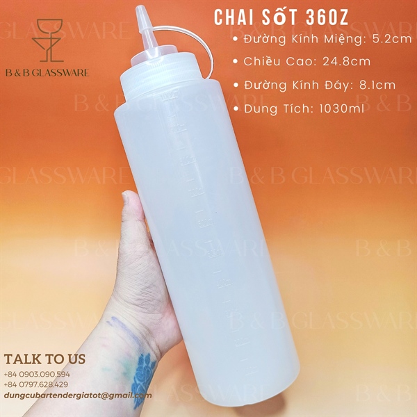 Chai Đựng Sốt Nhựa 36oz (1030ml) 2