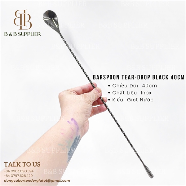 Barspoon Tear-Drop Black 40cm 3