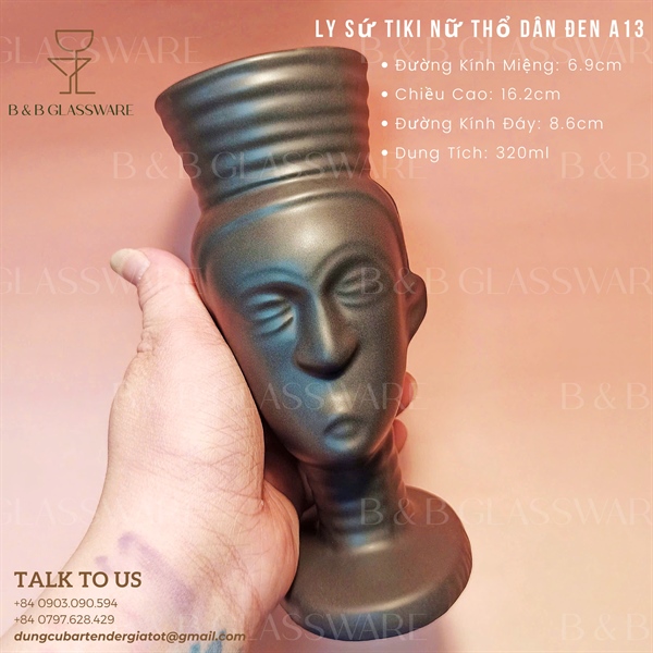 Ly Sứ Tiki Nữ Thổ Dân - Đen A13 2