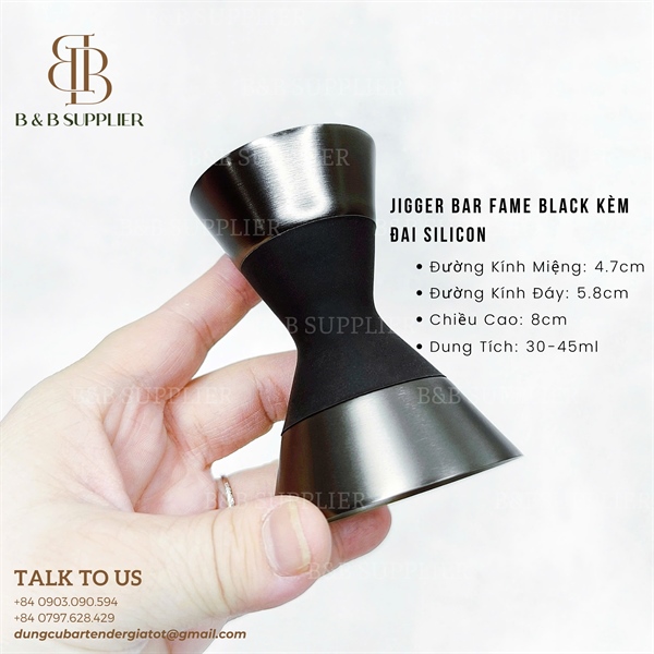 Jigger Bar Fame Black Kèm Đai Silicon 3