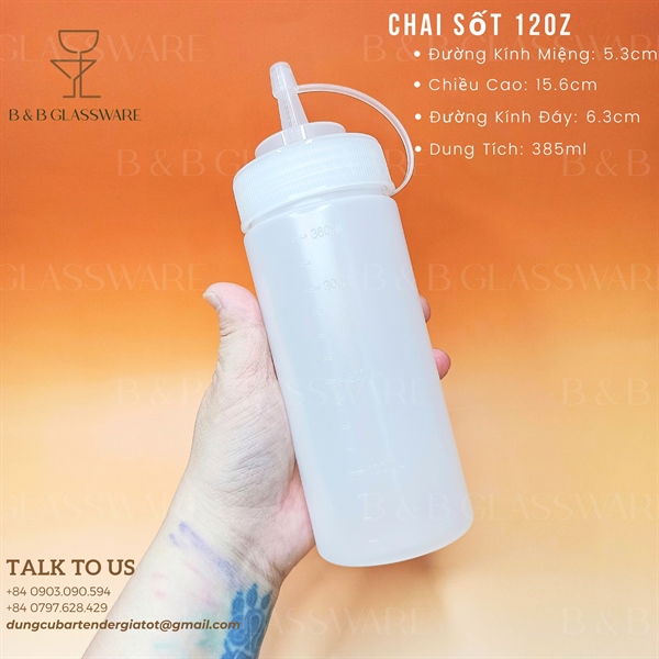 Chai Đựng Sốt Nhựa Ldpe - 12oz (385ml) 2