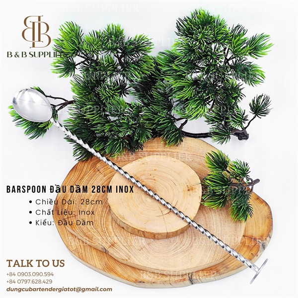 Barspoon Đầu Dầm 28cm Inox