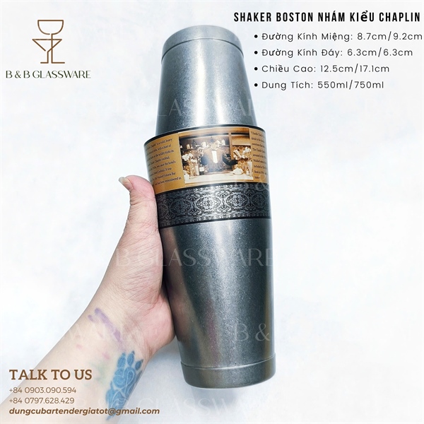 Bộ Shaker Boston Nhám Kiểu Chaplin 4
